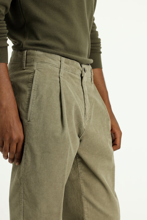 Open Mink Regular Fit Standard Cut Lycra Pleated Velvet Trousers
