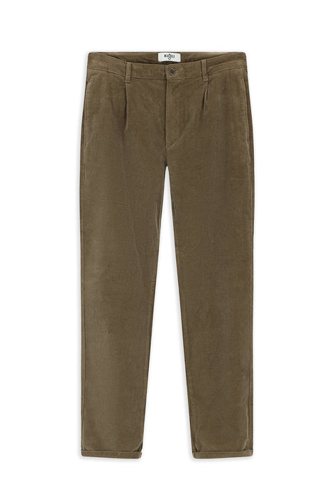 Mid Mink Relaxed Fit Elasticated Pleated Corduroy Trousers