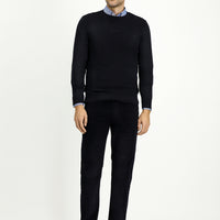 Dark Navy Slim Fit Skinny Stretch Velvet Trousers