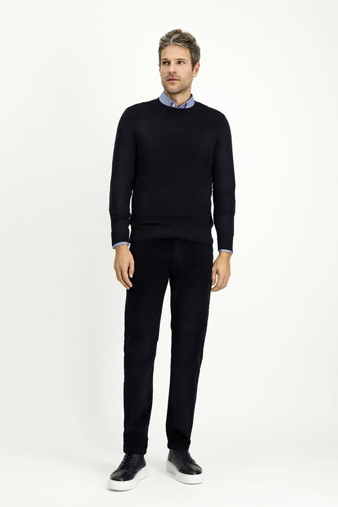 Dark Navy Slim Fit Skinny Stretch Velvet Trousers