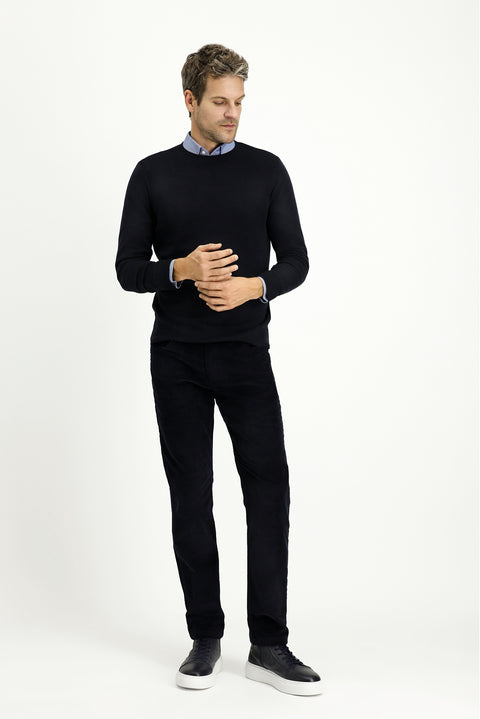 Dark Navy Relaxed Fit Stretchy Corduroy Trousers