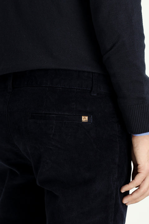 Dark Navy Slim Fit Skinny Stretch Velvet Trousers