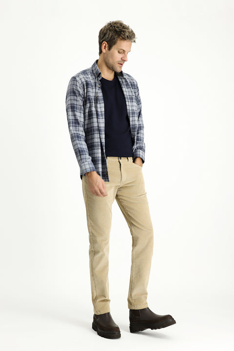 Mid Beige Slim Fit Stretchy Corduroy Trousers