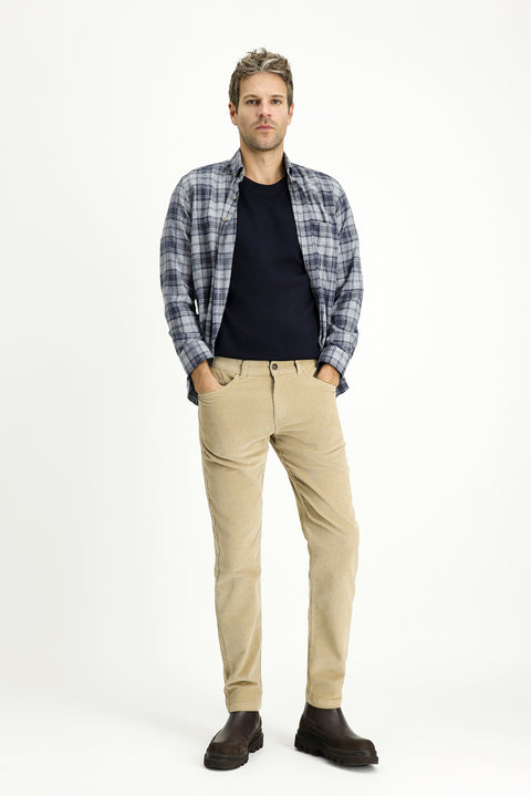 Mid Beige Slim Fit Stretchy Corduroy Trousers