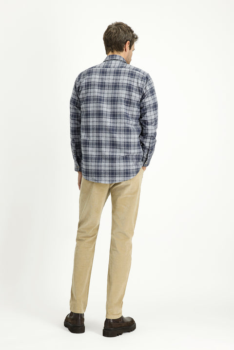 Mid Beige Slim Fit Stretchy Corduroy Trousers