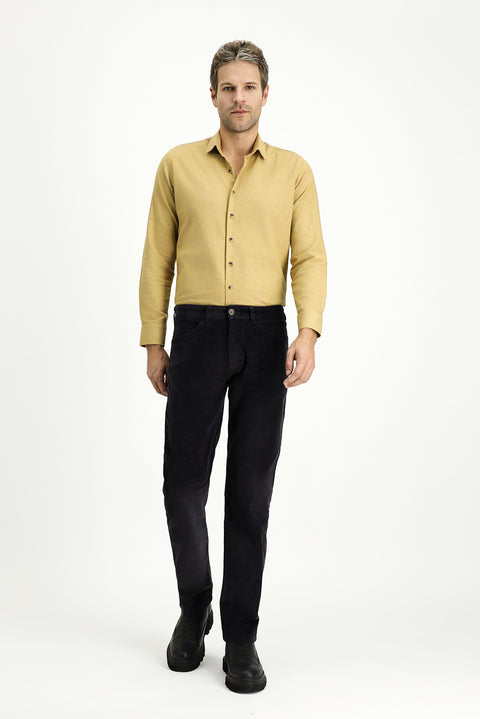 Dark Anthracite Regular Fit Standard Cut Lycra Velvet Trousers
