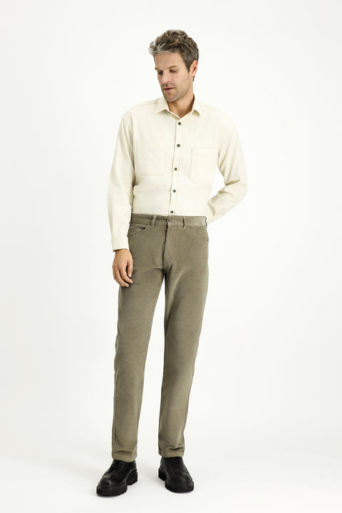 Open Mink Relaxed Fit Stretchy Velvet Trousers