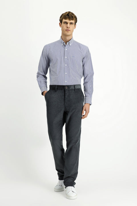 Dark Anthracite Relaxed Fit Stretch Corduroy Trousers
