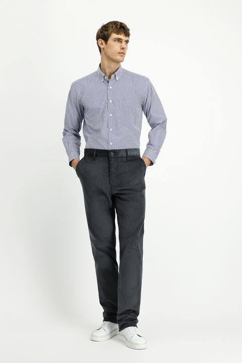 Dark Anthracite Relaxed Fit Stretch Corduroy Trousers