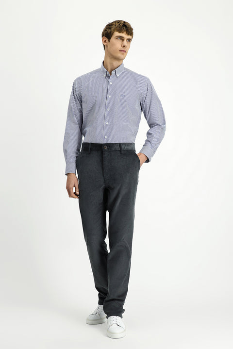 Dark Anthracite Relaxed Fit Stretch Corduroy Trousers
