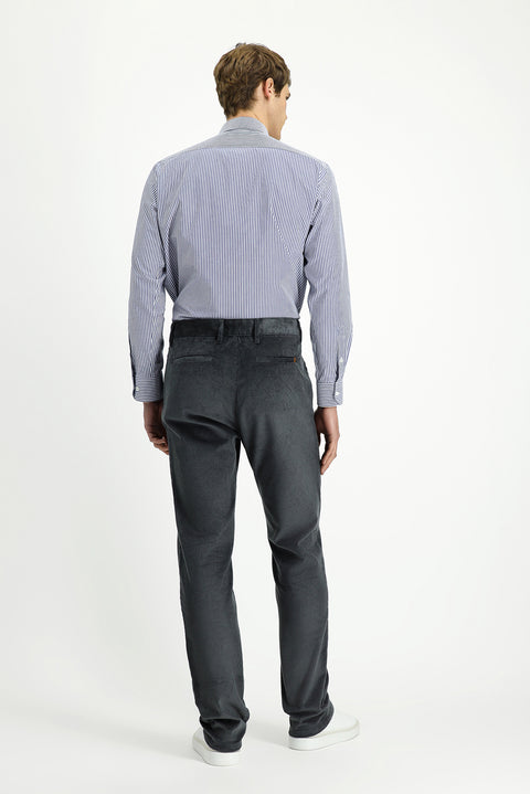 Dark Anthracite Relaxed Fit Stretch Corduroy Trousers