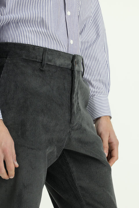 Dark Anthracite Relaxed Fit Stretch Corduroy Trousers