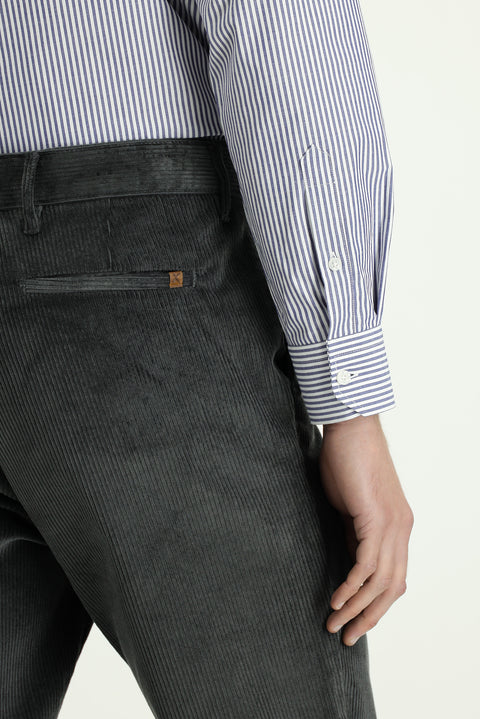 Dark Anthracite Relaxed Fit Stretch Corduroy Trousers