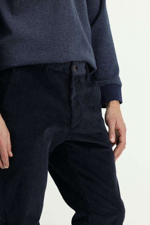 Dark Navy Relaxed Fit Stretchy Corduroy Trousers