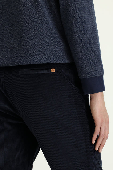 Dark Navy Relaxed Fit Stretchy Corduroy Trousers