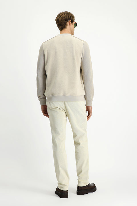 Ekru Relaxed Fit Rahat Kesim Likralı Kadife Pantolon