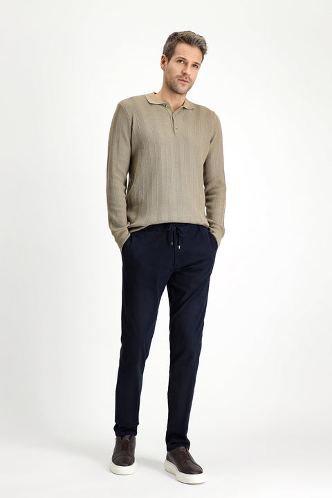 Dark Navy Slim Fit Skinny Stretch Drawstring Waist Jogger Pants