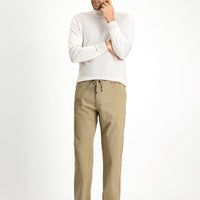 Mid Beige Regular Fit Standard Cut Lycra Elastic Waist Drawstring Jogger Pants