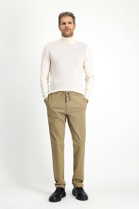Mid Beige Slim Fit Stretchy Elasticated Waist Drawstring Jogger Pants