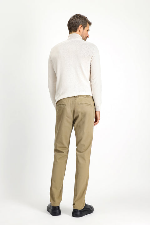 Mid Beige Regular Fit Standard Cut Lycra Elastic Waist Drawstring Jogger Pants