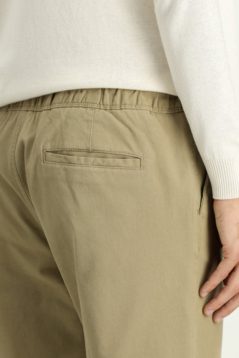 Mid Beige Slim Fit Stretchy Elasticated Waist Drawstring Jogger Pants