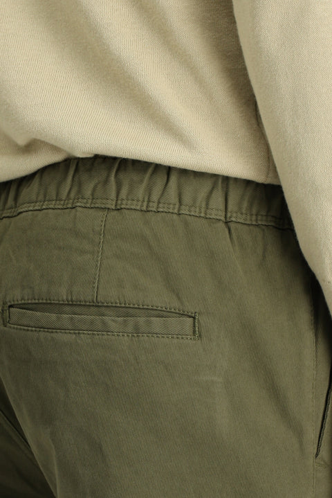 Military Green Regular Fit Standard Cut Lycra Elasticated Waist Drawstring Jogger Trousers