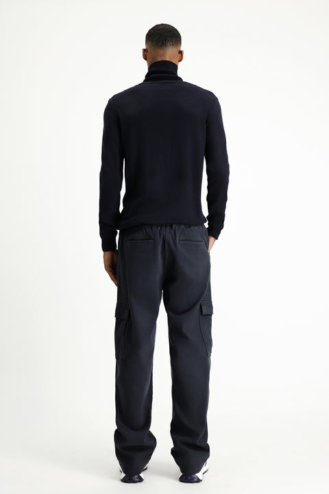 Black Regular Fit Standard Cut Lycra Elastic Waist Cargo Pants