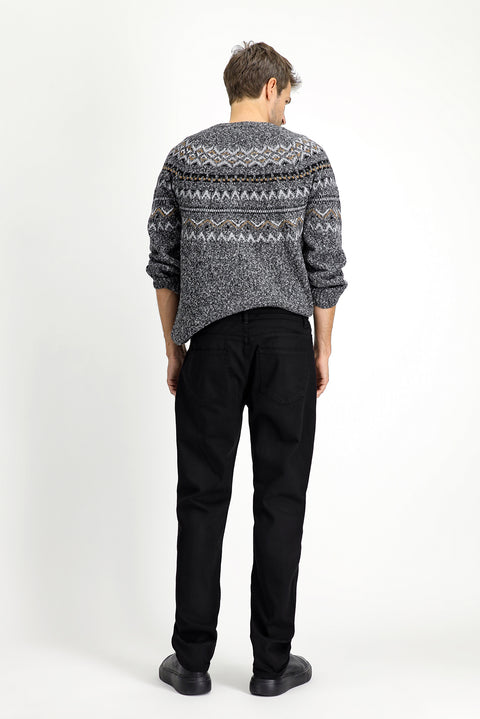 Black Regular Fit Standard Cut Lycra Canvas / Chino Trousers