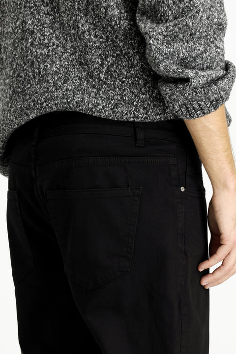Black Regular Fit Standard Cut Lycra Canvas / Chino Trousers