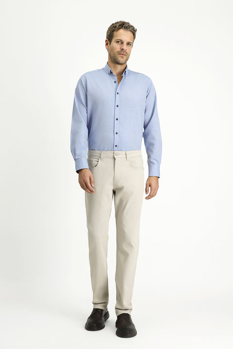 Light Grey Regular Fit Standard Cut Lycra Canvas / Chino Trousers