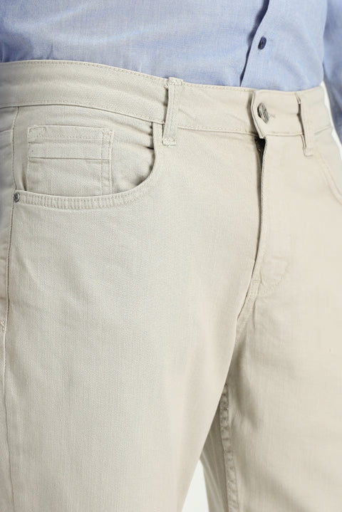 Light Gray Relaxed Fit Stretch Canvas / Chino Trousers
