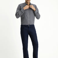 Koyu Lacivert Regular Fit Standart Kesim Likralı Kanvas / Chino Pantolon