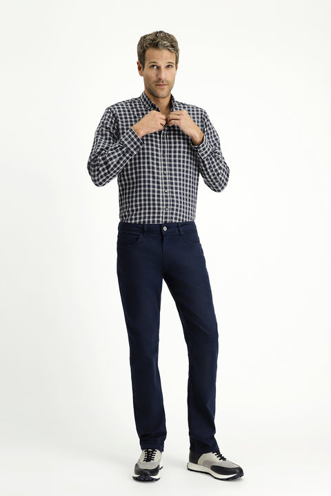 Dark Navy Relaxed Fit Stretch Canvas / Chino Trousers