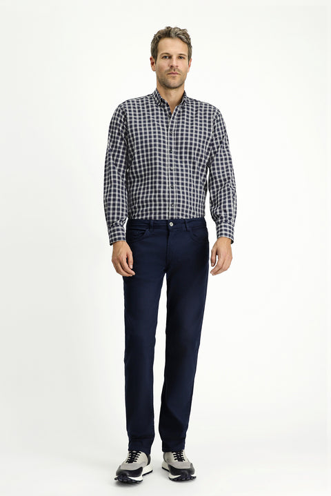 Dark Navy Relaxed Fit Stretch Canvas / Chino Trousers
