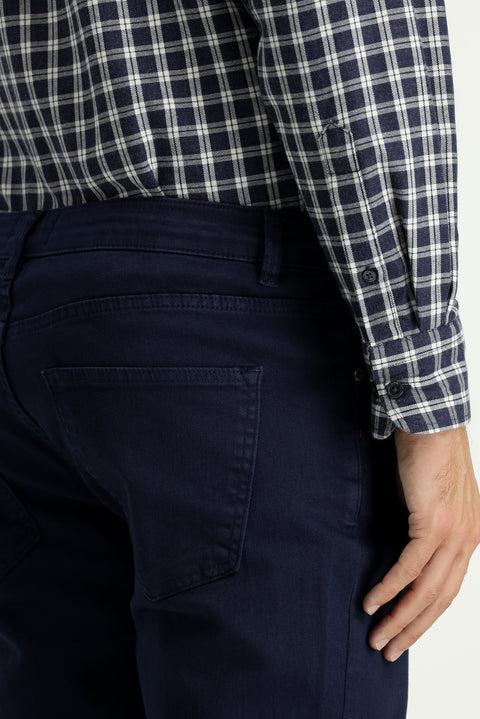 Dark Navy Blue Slim Fit Stretch Canvas / Chino Trousers