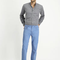 Blue Slim Fit Narrow Cut Stretchy Canvas / Chino Trousers