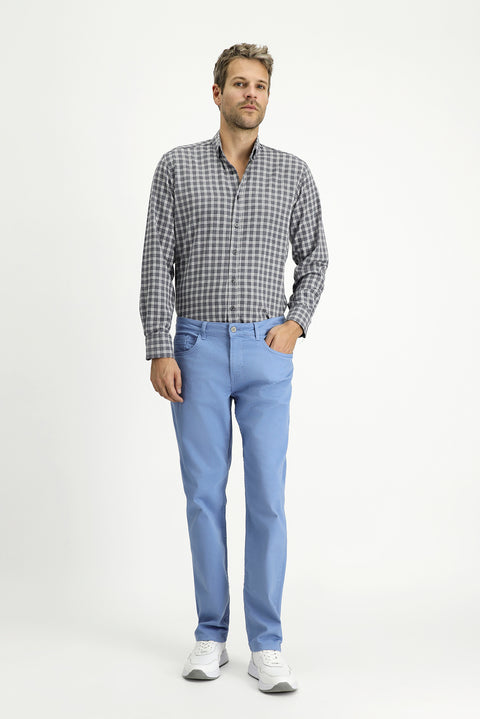 Blue Slim Fit Narrow Cut Stretchy Canvas / Chino Trousers