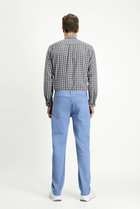 Blue Regular Fit Standard Cut Lycra Canvas / Chino Trousers