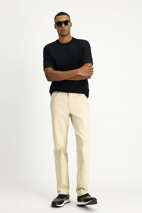Ecru Relaxed Fit Stretch Canvas / Chino Trousers