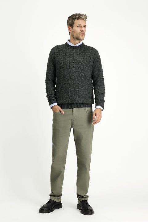 Medium Khaki Regular Fit Standard Cut Stretch Canvas / Chino Trousers