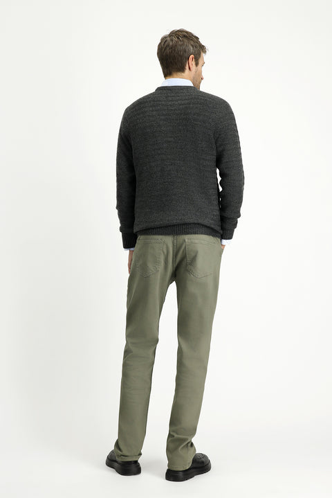 Medium Khaki Regular Fit Standard Cut Stretch Canvas / Chino Trousers