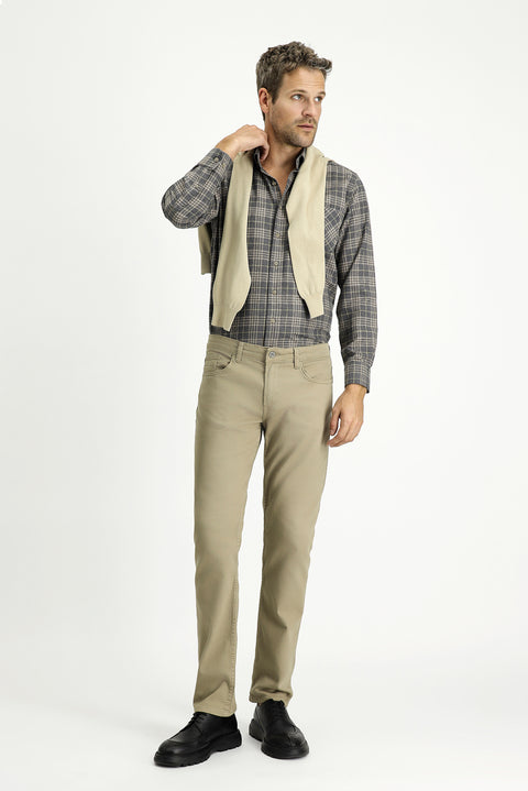 Light Mink Regular Fit Standard Cut Lycra Canvas / Chino Trousers