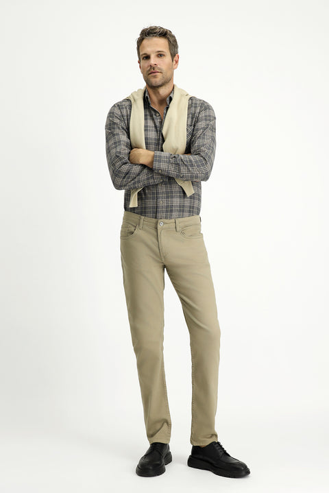 Light Mink Slim Fit Stretch Canvas / Chino Trousers