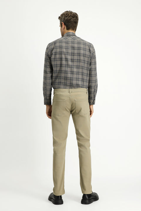 Light Mink Regular Fit Standard Cut Lycra Canvas / Chino Trousers