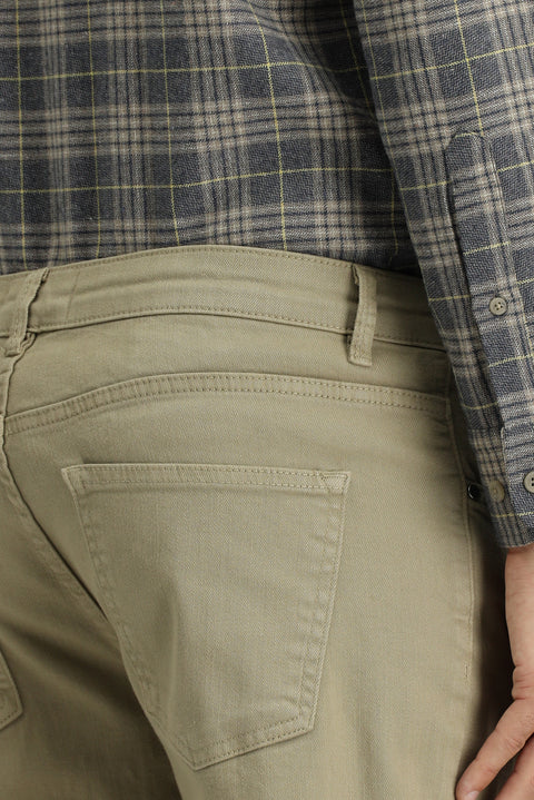 Light Mink Regular Fit Standard Cut Lycra Canvas / Chino Trousers