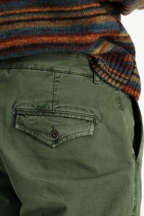 Dark Haki Regular Fit Standard Cut Lycra Canvas / Chino Trousers