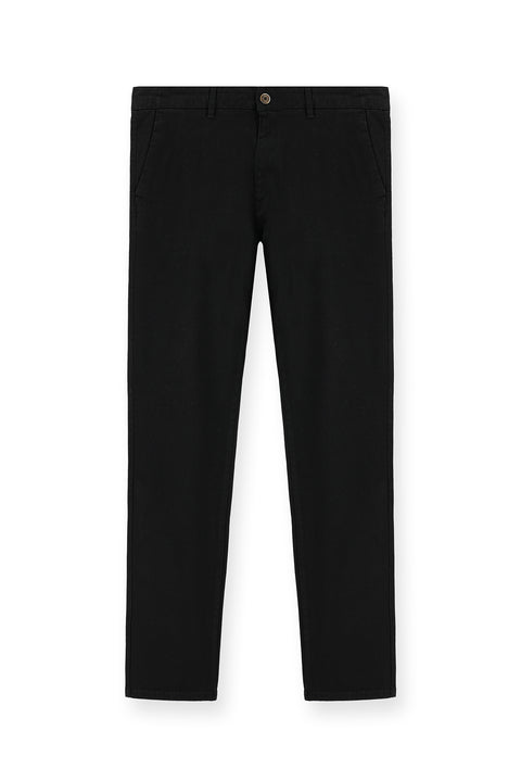 Black Relaxed Fit Stretch Canvas / Chino Trousers