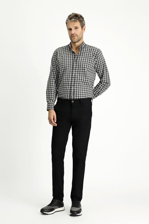 Black Relaxed Fit Stretch Canvas / Chino Trousers