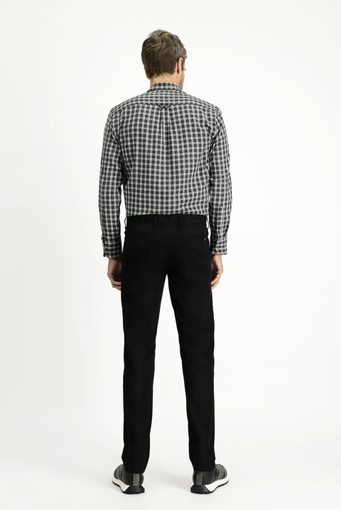 Black Relaxed Fit Stretch Canvas / Chino Trousers