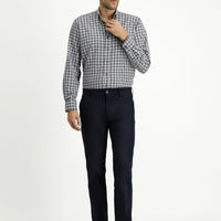 Koyu Lacivert Regular Fit Standart Kesim Likralı Kanvas / Chino Pantolon